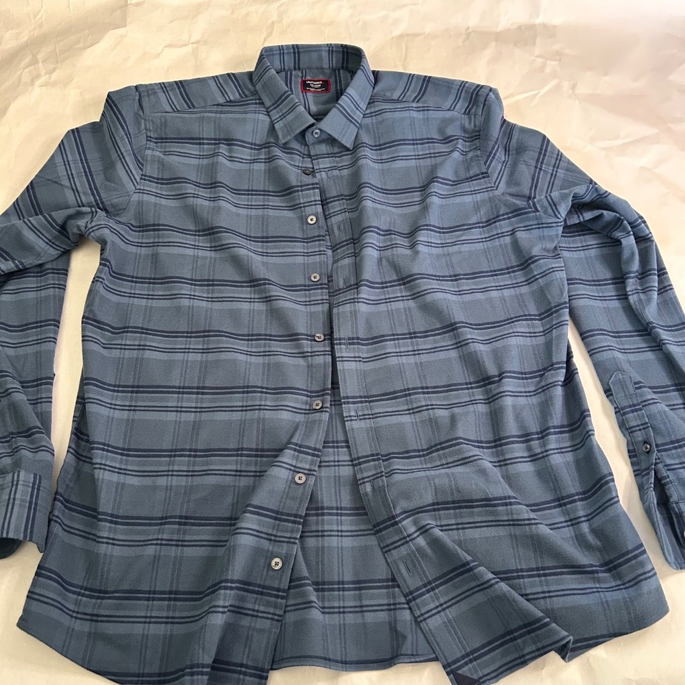 UNTUCKit Donnelly Flannel Button Shirt Mens XX-Large Tall Slim Fit Blue Plaid